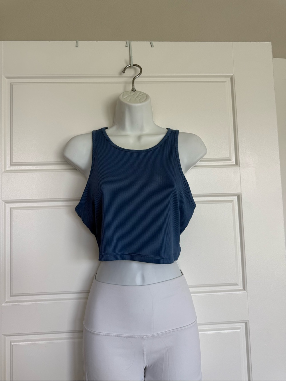 Ribbed Navy Crop Tank Top - Women's